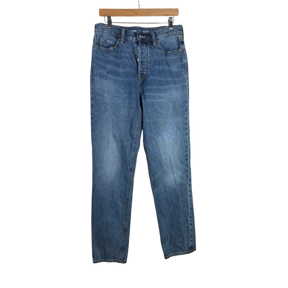 Old‎ Navy Extra High Sky High Button Fly Straight Leg Jeans size 4 Tall Blue